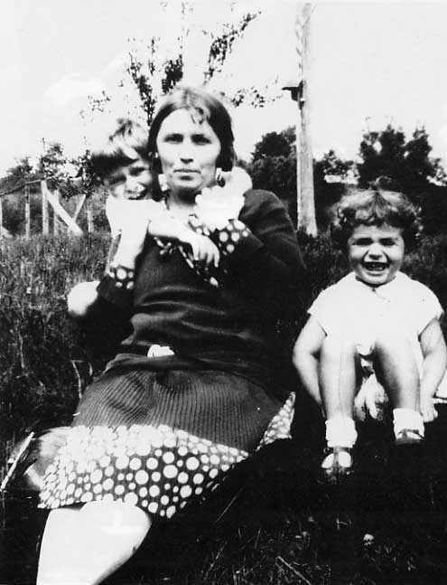Mother, my sister Shirley & me; Camp White Lake, NY, 1931.